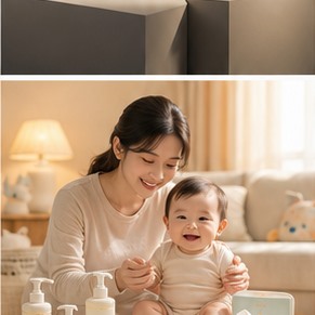 Tạo ảnh sản phẩm mẹ bé phong cách an toàn, mềm mại, đáng tin